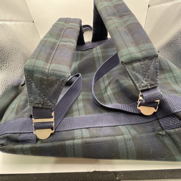 1990s Tommy‎ Hilfiger Plaid Backpack Navy Green Big Flag Logo Spellout Korea VTG - Picture 13 of 16
